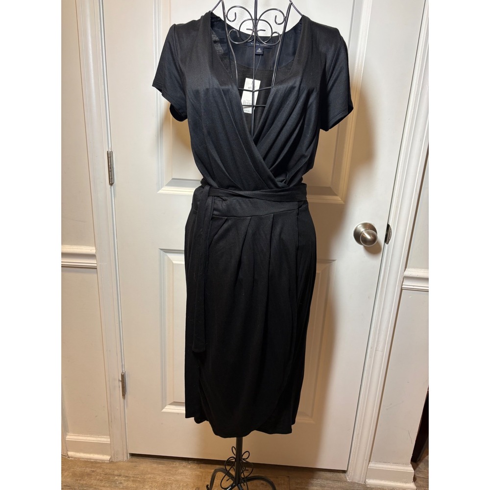 Banana Republic NWT Black Short Sleeve Faux Wrap Midi Dress 746476-00-1 Mens M